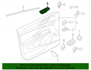 Front left window lift control trim VW Taos 22-25