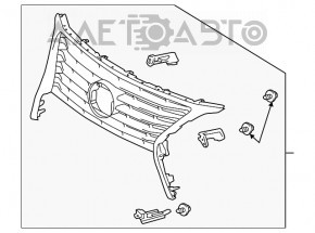 Radiator grille Lexus RX350 RX450H 13-15 rest, without emblem, assembled in Canada
