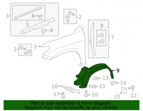 Front right fender liner Toyota Land Cruiser 11-15