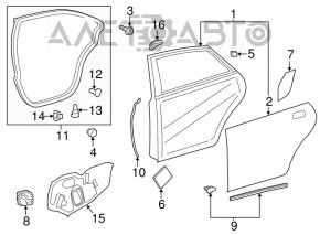 Door bare rear left Lexus ES300h ES350 13-18 butt