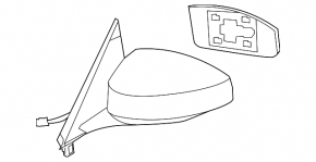 Nissan 350z 5-pin right side mirror assembly, black