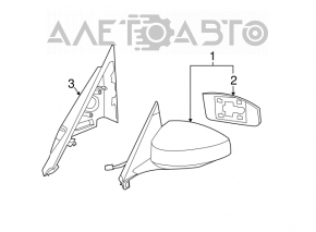 Nissan 350z 5-pin right side mirror assembly, black