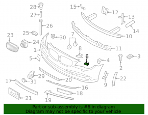 Left headlight washer cap for BMW 7 Series F01 11-15 (Without m package, 2013-15), Without m package, 760, 740 models, Without m package, 750 models