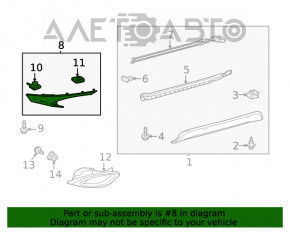 Rear bumper lip right Lexus RX350 20-22 structure
