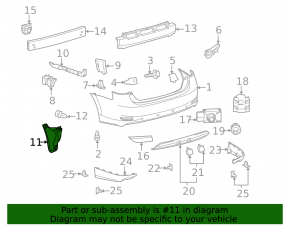 Mudguard rear left lower plastic Lexus Hs250h 10-12
