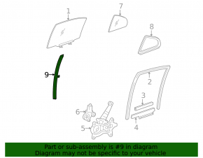 Rear right door glass guide for Lexus IS250 IS350 06-14