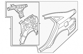 Quarter wing rear left Hyundai Sonata 11-15 white, on the body, bumpers