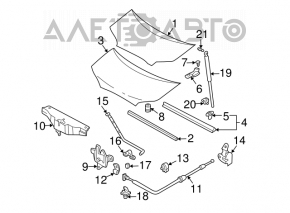 Left hood hinge for Hyundai Santa Fe 2006