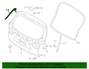 Trunk lid tilt sensor right Kia Sorento 16-20