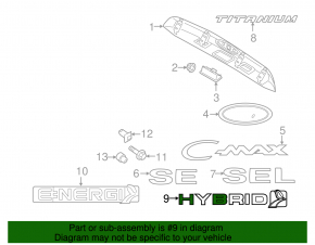 Emblem inscription Hybrid tailgate Ford C-max MK2 13-18
