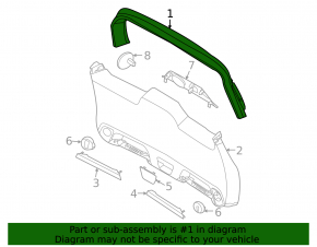 Upper tailgate trim for Ford Bronco Sport 2021-25, black, worn