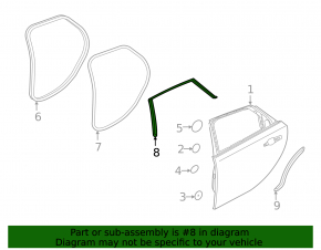 Door seal rear right Jaguar F-Pace X761 17- upper