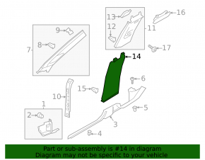 Center pillar trim lower left VW Jetta 19-24 gray