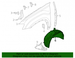 Front left fender liner VW Atlas 18-20 pre-rest, broken