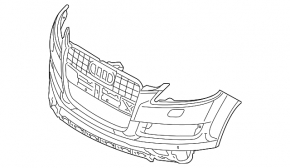 Bare front bumper Audi Q7 4L 10-15 for parking sensors, for headlight washers