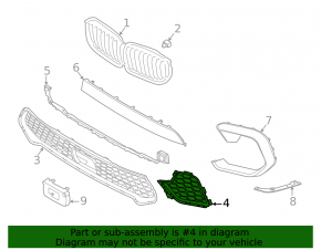 Right front bumper grille for BMW X6 G06 2020-2025 (without driving assistance pro package)