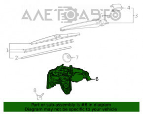 Rear wiper linkage with motor Toyota Highlander 20-