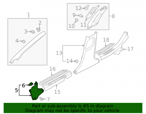 Front pillar trim lower left Hyundai Azera 12-17 black, scratches, worn