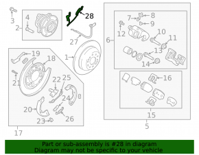 Rear right ABS sensor wire for Kia Sorento 10-15 FWD