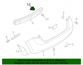 Rear bumper reinforcement fang right Nissan Versa Note 13-19
