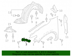 Front right fender bracket Mazda CX-9 16-23