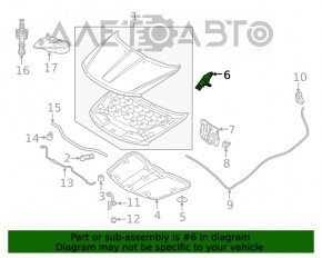 Hood hinge left Dodge Journey 11-20