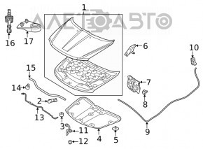 Hood hinge left Dodge Journey 11-20