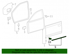 Door seal front left Toyota Camry v50 12-14 usa lower