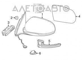 Side mirror left Jeep Cherokee KL 14-20 structure, heating