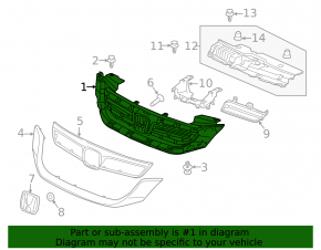 Honda Accord 13-15 Hybrid Grille Assembly