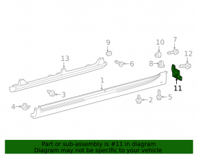 Mudguard on the threshold rear right Toyota Camry v55 15-17