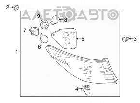 Left outer wing light Toyota Camry v55 15-17 usa, with mount