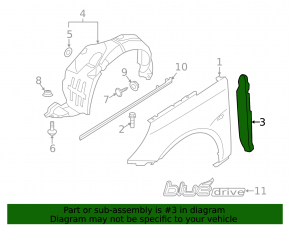 Seal wing door-wing left Hyundai Sonata 11-15