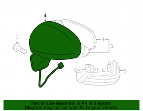 Left side mirror cover for Toyota Prius 30 10-15