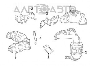 Exhaust manifold rear with catalytic converter Lexus RX450h 10-15 broken stud
