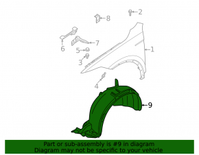 Front right fender liner for VW Tiguan 18-24 R-Line