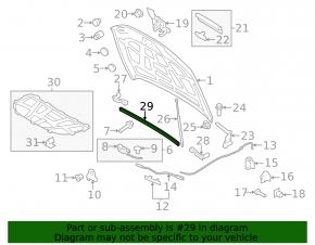 Audi A4 B8 08-16 bonnet seal central