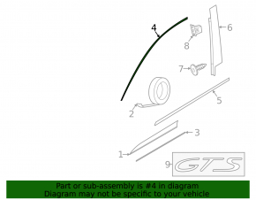 Upper front left door molding Porsche Macan 15 - black