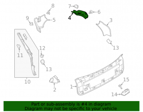 Left tailgate hinge cover for Land Rover Range Rover Velar 18-23 black on the door
