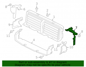 Left radiator deflector on the radiator of the Jaguar XE 17-19 2.0, 3.0, 5.0