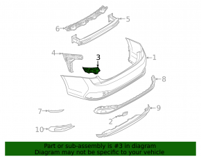 Left rear bumper mount for VW Jetta 22-26 under the light