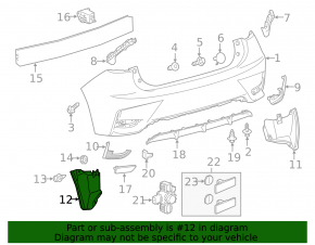 Left rear bumper liner for Lexus CT200h 11-17