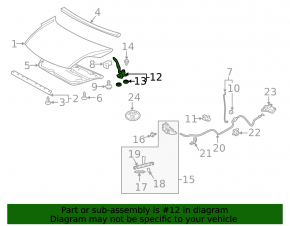 Hood hinge left Toyota Prius 20 04-09