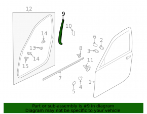 Subaru b9 Tribeca front right door glass guide