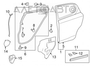 Lexus CT200h 11-17 rear left door seal