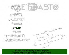 Emblem inscription LE tailgate Toyota Highlander 14-19