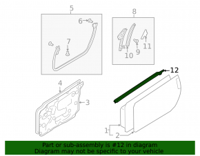 Door-glass molding, central front right, Nissan 350z