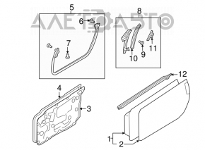 Door-glass molding, central front right, Nissan 350z