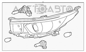 Toyota Highlander 14-16 left front headlight, dark