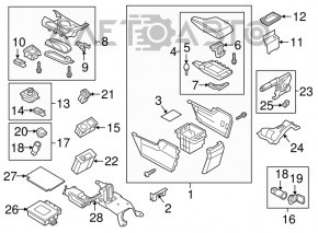 Console central armrest and cup holders Mazda 3 14-18 BM black